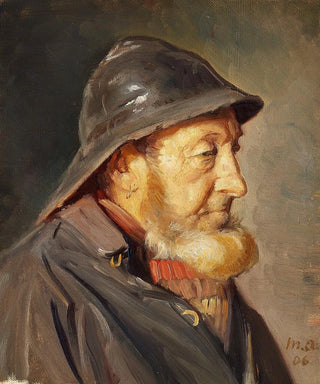 Michael Ancher - Fiskeren Ole Svendsen set i profil med sydvest.webp