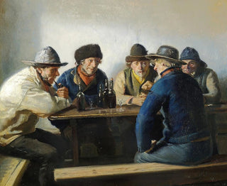 in a wooden cabin - Michael Ancher — artwork view