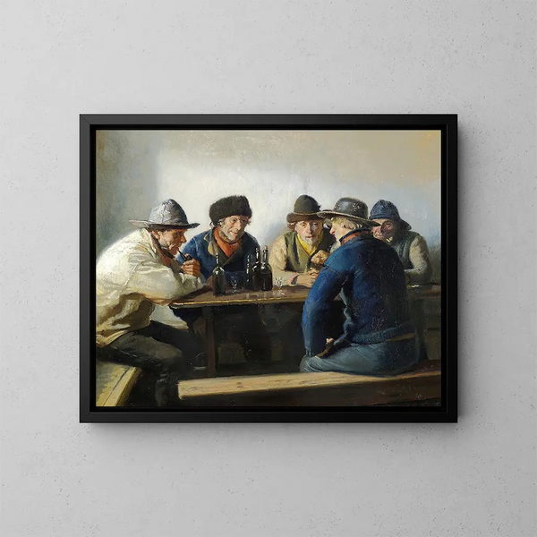 in a wooden cabin - Michael Ancher — framed artwork on a wall