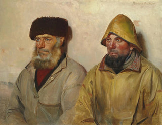 Interior painting with two fishermen - Michael Ancher — artwork view