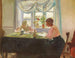 Reading of Light by the Window - Michael Ancher — artwork view