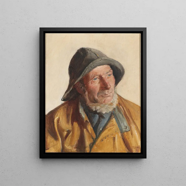 Portrait of a Fisherman - Michael Ancher — framed artwork on a wall