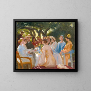 The Actors' Lunch at Skagen - Michael Ancher — framed artwork on a wall