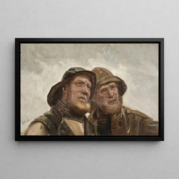 Study of Two Fishermen - Michael Ancher — framed artwork on a wall