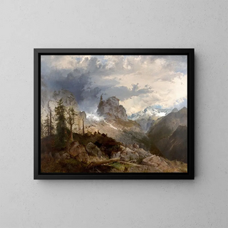Éboulement dans les hautes montagnes - Michael Emil Sachs — framed artwork on a wall