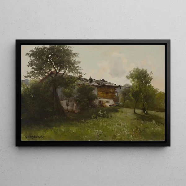 Old Farm Painting - Michael Licklederer — framed artwork on a wall