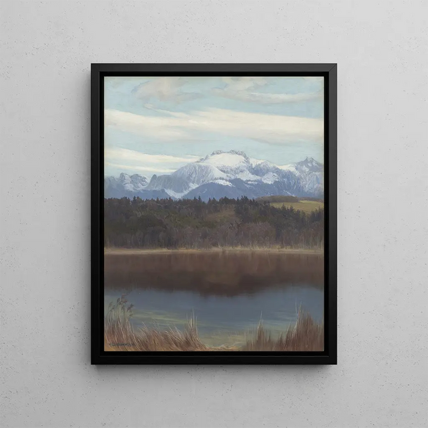 Kampenwand avec Simssee - Michael Licklederer — framed artwork on a wall