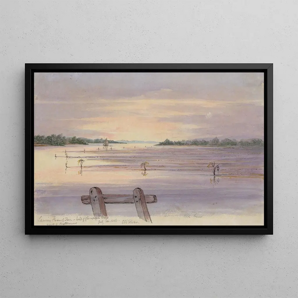 Quitter French Town tête de la baie de Chesapeake route vers Baltimore 26 juillet 1846 Elk River - Michael Seymour — framed artwork on a wall