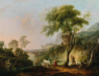 a Mediterranean landscape with shepherds and their flock - Michael Wutky — artwork view