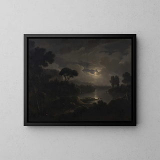Italian Ideal Landscape Painting at Twilight - Michael Wutky — framed artwork on a wall