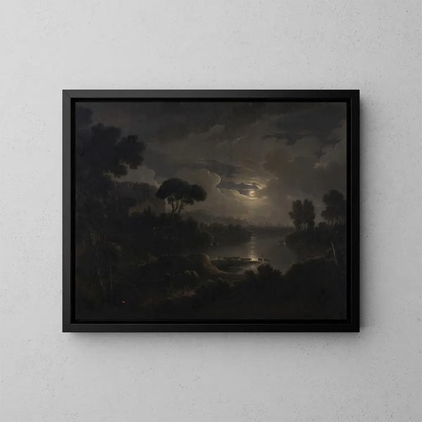 Italian Ideal Landscape Painting at Twilight - Michael Wutky — framed artwork on a wall