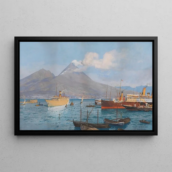 Cruise Ship Painting Hapag Meteor in the Gulf of Naples - Michael Zeno Diemer — framed artwork on a wall