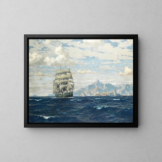 Vaisseau en mer au large de Crète - Michael Zeno Diemer — framed artwork on a wall