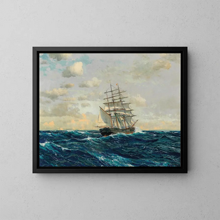 Three Masters at Sea - Michael Zeno Diemer — framed artwork on a wall