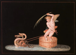 Cupid pulled by two sea serpents - Michelangelo Maestri — artwork view