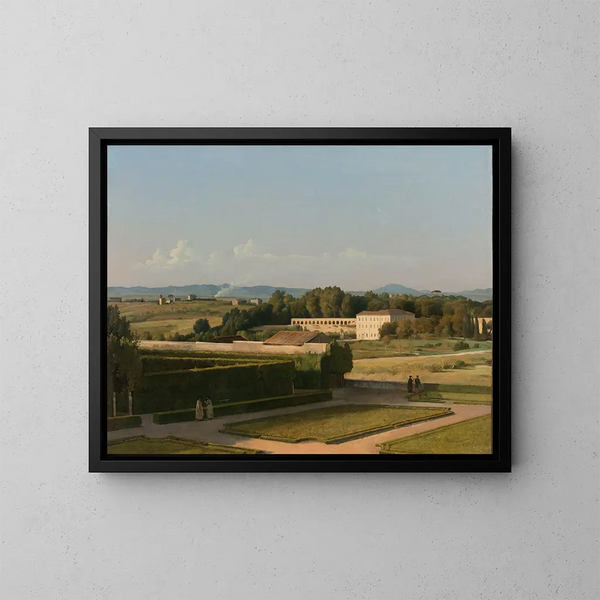 View of the Gardens of the Villa Médicis - Michel Martin Drolling — framed artwork on a wall
