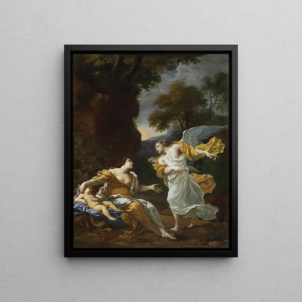 Agar and the angel - Michel Dorigny — framed artwork on a wall