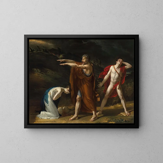 Antigone suppliant Œdipe de lever sa malédiction sur Polynice - Michel Lambert — framed artwork on a wall
