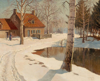 Un cottage dans la neige - Michel Markinovitch Guermacheff — artwork view