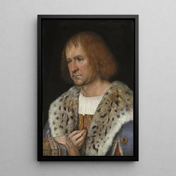 Portrait of Diego de Guevara - Michel Sittow — framed artwork on a wall