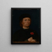 Portrait of a man with a rose - Michel Sittow — framed artwork on a wall