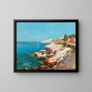 A Mediterranean coast - Michel Vilalta — framed artwork on a wall