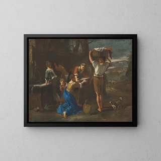 Washers at the well - Michelangelo Cerquozzi — framed artwork on a wall