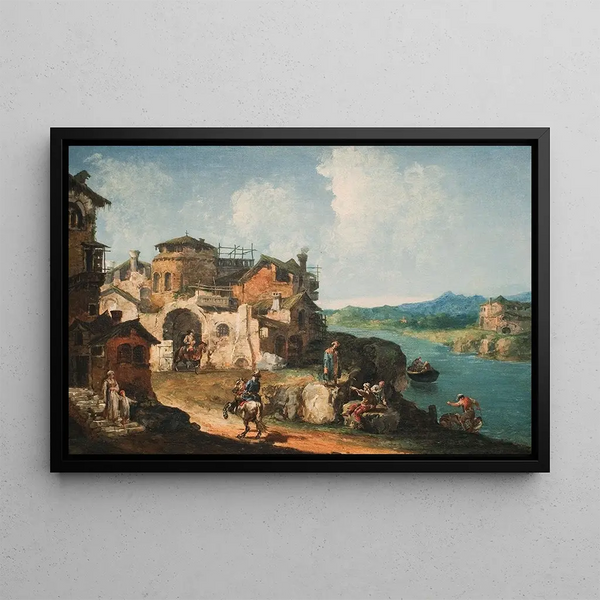 Landscape Capriccio Painting - Michele Marieschi — framed artwork on a wall