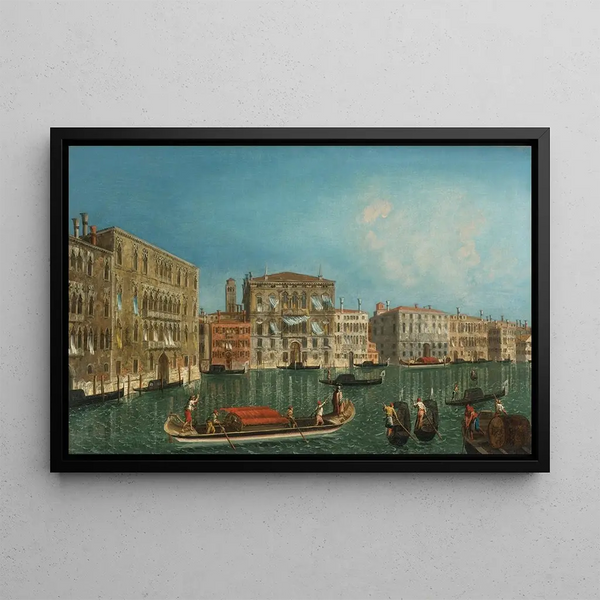 Le Grand Canal à Venise avec le Palazzo Foscari et le Palazzo Balbi - Michele Marieschi — framed artwork on a wall