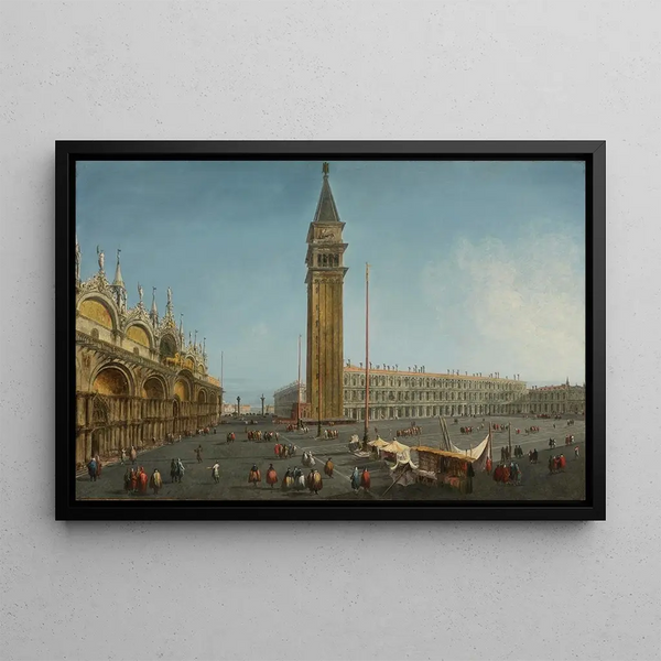 La Piazza San Marco Venice from the Torre dell'Orologio - Michele Marieschi — framed artwork on a wall