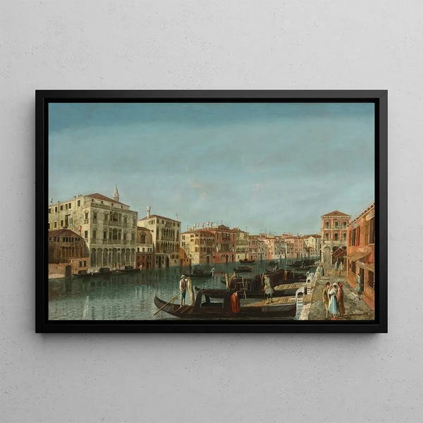 View of the Grand Canal, Venice, at the level of the Pescheria and the Palazzo Michiel alle Colonne - Michele Marieschi — framed artwork on a wall