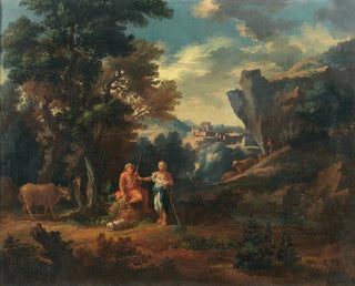 Shepherds in a rocky landscape - Michele Pagano — artwork view