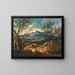 Shepherds resting with their flock near a river - Michele Pagano — framed artwork on a wall