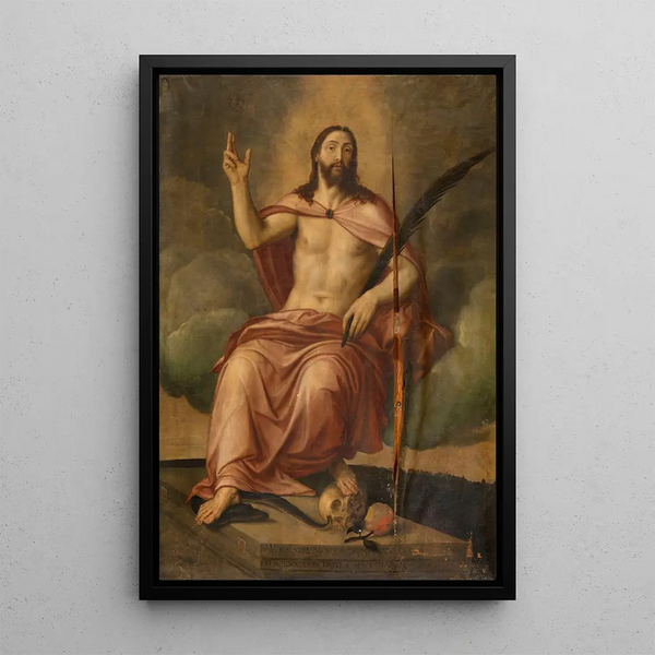 Christ Triumphant - Michiel Coxie — framed artwork on a wall
