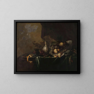 Still life with fruits - Michiel Simons II — framed artwork on a wall