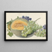 a melon, bunches of grapes, a peach, and hazelnuts - Michiel van Huysum — framed artwork on a wall