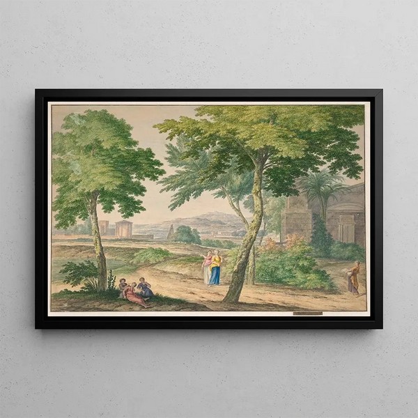 Italianate Landscape Painting - Michiel van Huysum — framed artwork on a wall