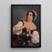 Young girl with a basket of flowers - Mihael Stroj — framed artwork on a wall