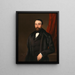 Portrait of a gentleman in front of a red curtain - Mihael Stroj — framed artwork on a wall