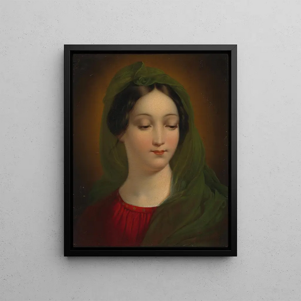 Portrait of the Madonna - Mihael Stroj — framed artwork on a wall