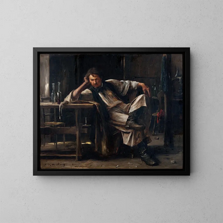 Self-contempt - Mihály Munkácsy — framed artwork on a wall