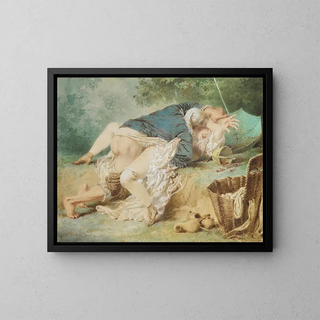 Lovers in a Park - Mihály Zichy — framed artwork on a wall