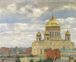 View of the Cathedral of Christ the Savior in Moscow - Mikhail Markianovich Germashev — artwork view