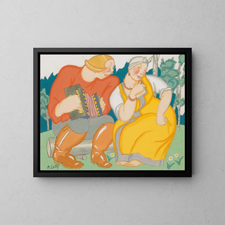 The Accordion Player - Mikhail Pelopidovich Latri — framed artwork on a wall