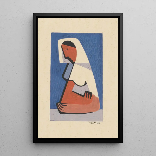 A Girl at a Table - Mikuláš Galanda — framed artwork on a wall