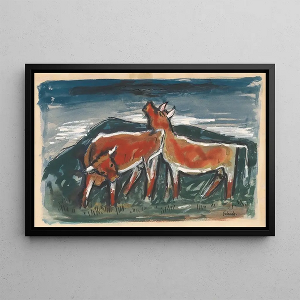 Cows - Mikuláš Galanda — framed artwork on a wall