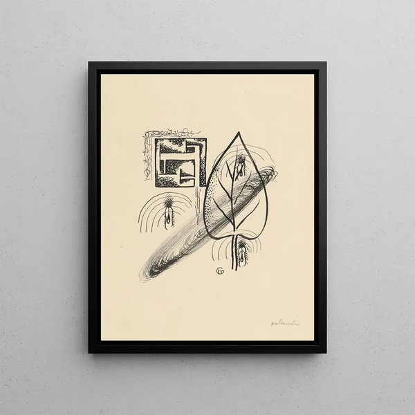 Letters from the Poèmes en dessins series - Mikuláš Galanda — framed artwork on a wall
