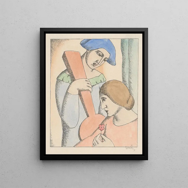 Les amoureux Arlequin et Colombine - Mikuláš Galanda — framed artwork on a wall