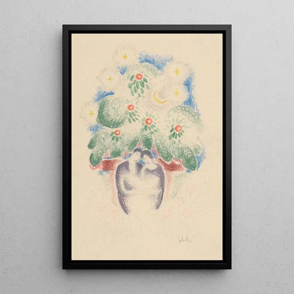 Amoureux sur un banc - Mikuláš Galanda — framed artwork on a wall
