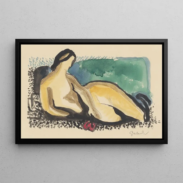 Nude reclining painting - Mikuláš Galanda — framed artwork on a wall